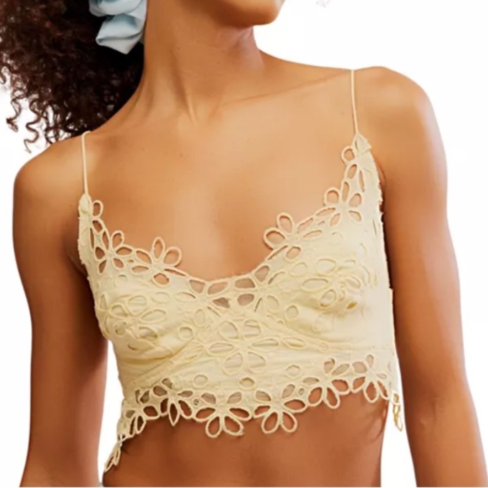Free People Asteria Bralette Banana Cream Yellow Large New with Tag